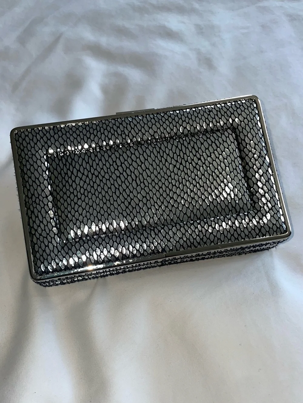 White House Black Market Three Way Clutch - Silver Snakeskin Print - Picture 2 of 7